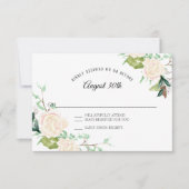 RSVP Bleek Elegant Waterverf Art Floral Ivory Roos Kaart (Voorkant)