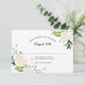 RSVP Bleek Elegant Waterverf Art Floral Ivory Roos Kaart (Staand voorkant)