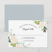 RSVP Bleek Elegant Waterverf Art Floral Ivory Roos Kaart (Voorkant / Achterkant)