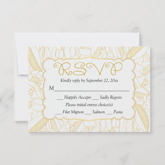 RSVP Bloemen Goud & Wit Bladeren & Bloemen - Menu (Voorkant)