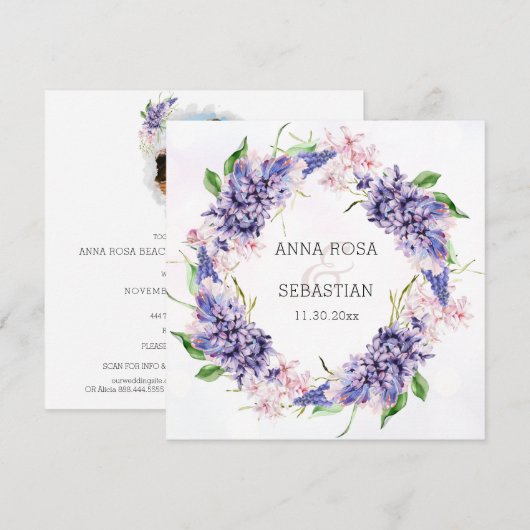 *~* RSVP Bloemenkrans Boho QR AR12 Huwelijk Kaart (Voorkant / Achterkant)