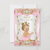 RSVP Blonde Girl Princess Baby shower Pink Silk Kaart (Voorkant)