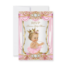 RSVP Blonde Girl Princess Baby shower Pink Silk