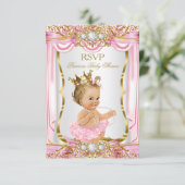 RSVP Blonde Girl Princess Baby shower Pink Silk Kaart (Staand voorkant)