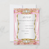 RSVP Blonde Girl Princess Baby shower Pink Silk Kaart (Achterkant)