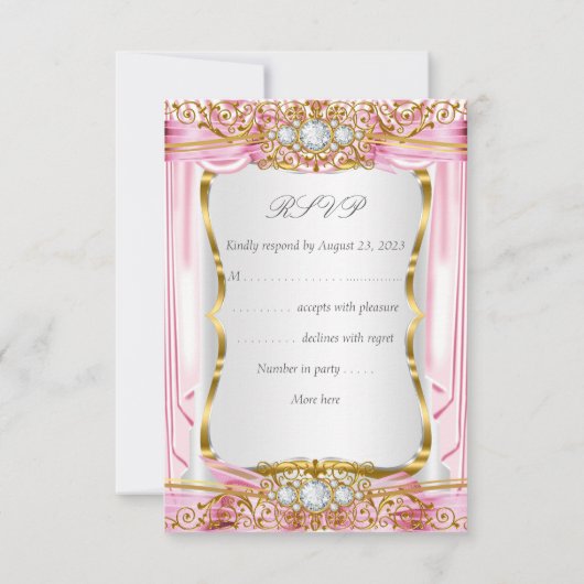 RSVP Blonde Girl Princess Baby shower Pink Silk Kaart (Achterkant)
