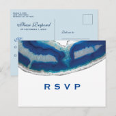 RSVP | Blue Agate Wedding Uitnodiging Briefkaart (Voorkant / Achterkant)