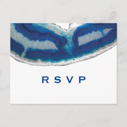 RSVP | Blue Agate Wedding Uitnodiging Briefkaart (Voorkant)