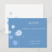 RSVP - Blue Daisy Wedding Response Kaart (Voorkant / Achterkant)