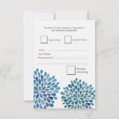 RSVP Blue Floral Blooms Weddenskaart (Achterkant)