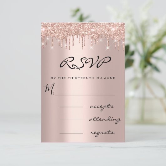 RSVP Blue Navy Roos Drip Simly Wedding (Staand voorkant)