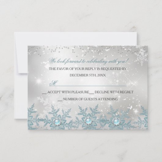 RSVP Blue Pearl Snowflake Kerstfeest Kaartje (Voorkant)