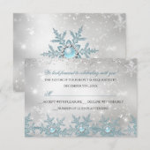 RSVP Blue Pearl Snowflake Kerstfeest Kaartje (Voorkant / Achterkant)
