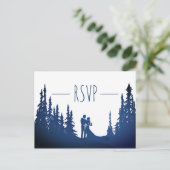 RSVP - Blue © Rustic Mountain Pine Forest Wedding  Uitnodiging Briefkaart (Staand voorkant)