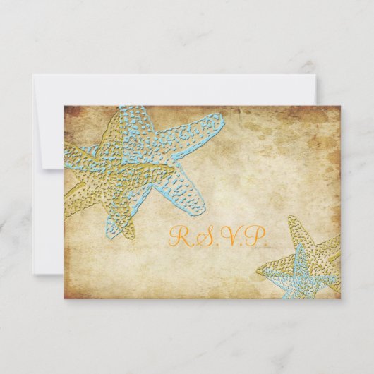 RSVP BLUE STARFISH WEDDING INVITATIONS (Voorkant)