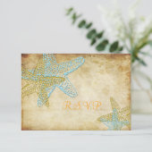 RSVP  BLUE STARFISH WEDDING INVITATIONS (Staand voorkant)
