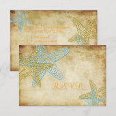 RSVP  BLUE STARFISH WEDDING INVITATIONS (Voorkant / Achterkant)