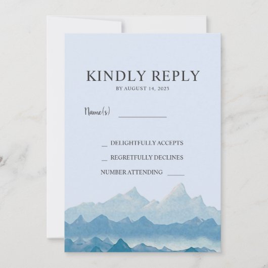 RSVP (Blue waterverf Mounrange bruiloft) Kaart (Voorkant)