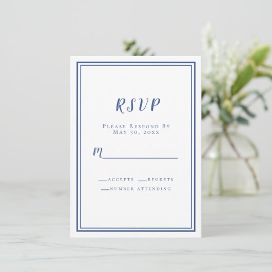 RSVP Blue White Simple Modern Minimalist (Staand voorkant)