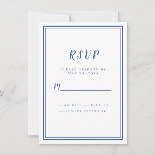 RSVP Blue White Simple Modern Minimalist (Voorkant)
