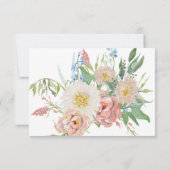 RSVP Blush Pink in White Waterverf Floral Wedding Kaart (Achterkant)