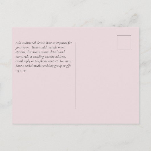 RSVP - Blushing Flamingo's Tropisch Strand Bruilof Briefkaart (Achterkant)