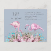 RSVP - Blushing Flamingo's Tropisch Strand Bruilof Briefkaart (Voorkant)
