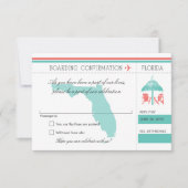 RSVP Boarding Pass to Florida Mint en Coral (Voorkant)