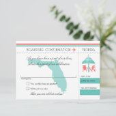 RSVP Boarding Pass to Florida Mint en Coral (Staand voorkant)