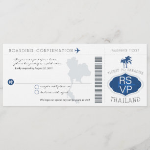 RSVP Boarding Pass to Thailand Wedding Invitation Kaart