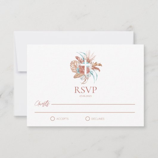 RSVP Bohemian Baptism Boho Christening (Voorkant)