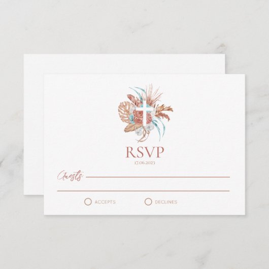 RSVP Bohemian Baptism Boho Christening (Voorkant / Achterkant)