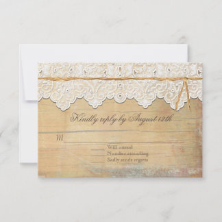 RSVP Boho Elegant Rustiek Land Kant Hout Kaartje