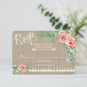 RSVP BOHO Flower Peony Babys Breath Barn Boerderij Kaartje (Staand voorkant)