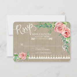 RSVP BOHO Flower Peony Babys Breath Barn Boerderij Kaartje