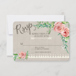 RSVP BOHO Flower Peony Babys Breath Wood Weddensch Kaartje