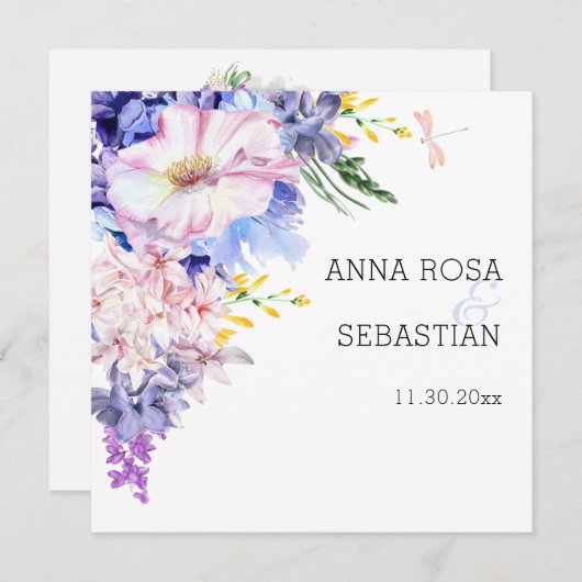 *~* RSVP Boho Flowers AR12 QR Wedding Kaart (Voorkant / Achterkant)
