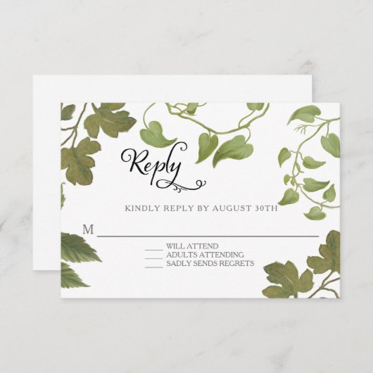 RSVP BOHO laat gebladerte rustiek elegant blad ach (Voorkant / Achterkant)