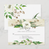 RSVP BOHO Rustic Wood RSVP Response Wild Roos Kaartje (Voorkant / Achterkant)