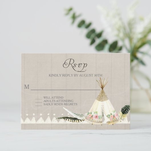 RSVP BOHO Tribal Feathers T-shirt Pee Floral Rusti (Staand voorkant)