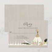 RSVP BOHO Tribal Feathers T-shirt Pee Floral Rusti Kaartje (Voorkant / Achterkant)