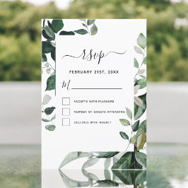 RSVP Botanisch groen Foliage Waterverf Bruiloft Kaart