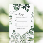 RSVP Botanisch groen Foliage Waterverf Bruiloft Kaart