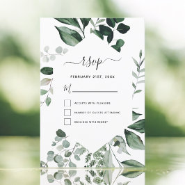 RSVP Botanisch groen Foliage Waterverf Bruiloft Kaart