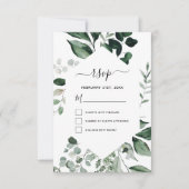 RSVP Botanisch groen Foliage Waterverf Bruiloft Kaart (Voorkant)