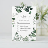 RSVP Botanisch groen Foliage Waterverf Bruiloft Kaart (Staand voorkant)