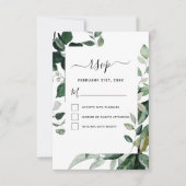 RSVP Botanisch groen Foliage Waterverf Bruiloft Kaart (Voorkant)