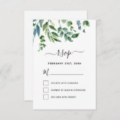 RSVP Botanisch groen Foliage Waterverf Bruiloft Kaart (Voorkant / Achterkant)