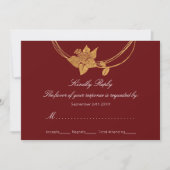 RSVP Bourgogne Maroon Goud Bloemen Krans Lux Kaart (Voorkant)