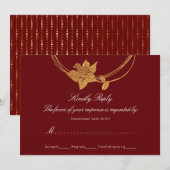 RSVP Bourgogne Maroon Goud Bloemen Krans Lux Kaart (Voorkant / Achterkant)